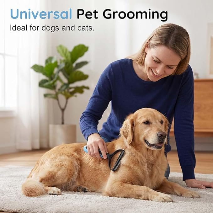 2026 Upgrade Double Sided Pet Grooming Brush, Dual Sided Pet Grooming Comb, Double Teeth, Silky Smooth, Convenient and Efficient for Dogs, Cats, Shedding, Bathing, and Daily Grooming (Yellow)