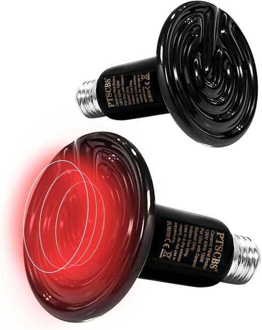 50W Reptile Heat Lamp(2 Packs)-Ceramic Heat Emitter for Reptiles Amphibian Pet Brooders Chicken Incubation, and Terrariums Turtle Lizard Bearded Dragon Snake E26