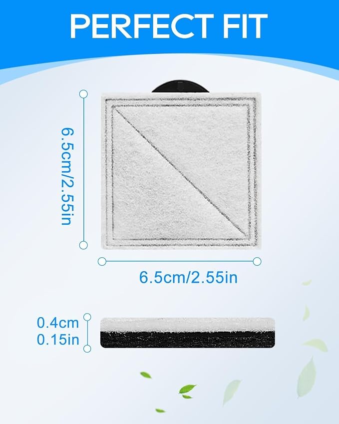 16 Pack Cat Fountain Filter Replacement Fit for PetSafe Outlast Pumpless Pet Fountain, Fit for Ion-X, Viva and Premier Stainless Steel Cat Water Fountain, Pet Water Fountain Filters for Dogs & Cats