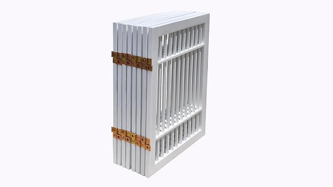Urnporium Pet Dog Gate Freestanding, Strong Durable Folding Wooden Fence, Portable Acacia Hardwood Safety Barrier for Indoor & Outdoor Use (White Pet Gate, 8 Panel 24" Tall)