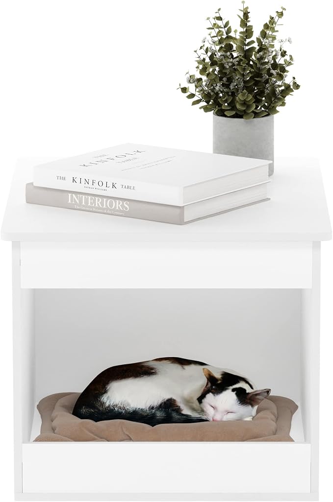 Furinno Peli Top Opening Litter Box Enclosure, Solid White