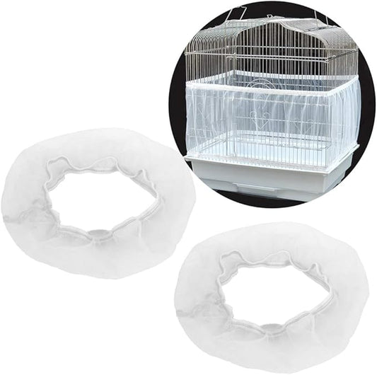 2PCS Bird Cage Cover, Adjustable Bird Cage Seed Catcher, Soft Airy Cage Net Birdcage Mesh Cover, Universal Parrots Cage Accessories (29x20cm/11.4x7.9in)