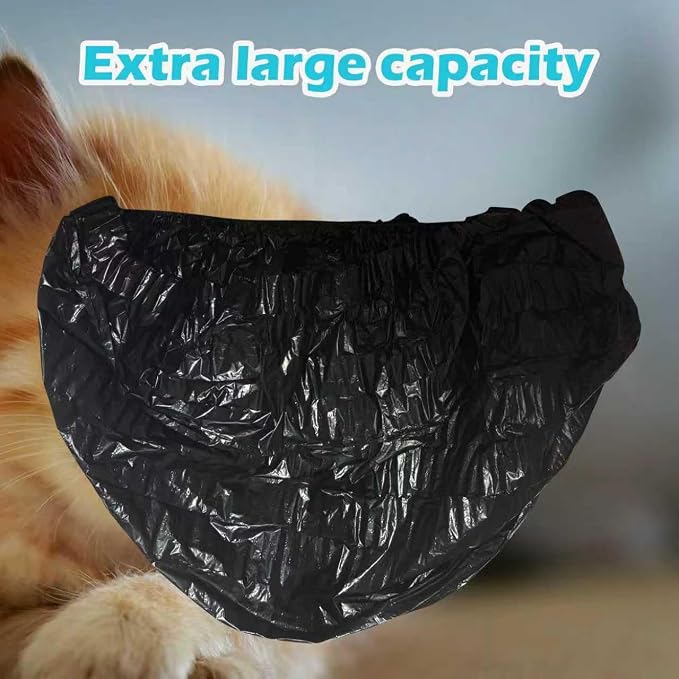 50 Pack Litter Box Liners Compatible with Hooded Litter Box Cat, Elastic Band Trash Bags for Disposal of Cat Waste, Waterproof and Leak Proof (Black)