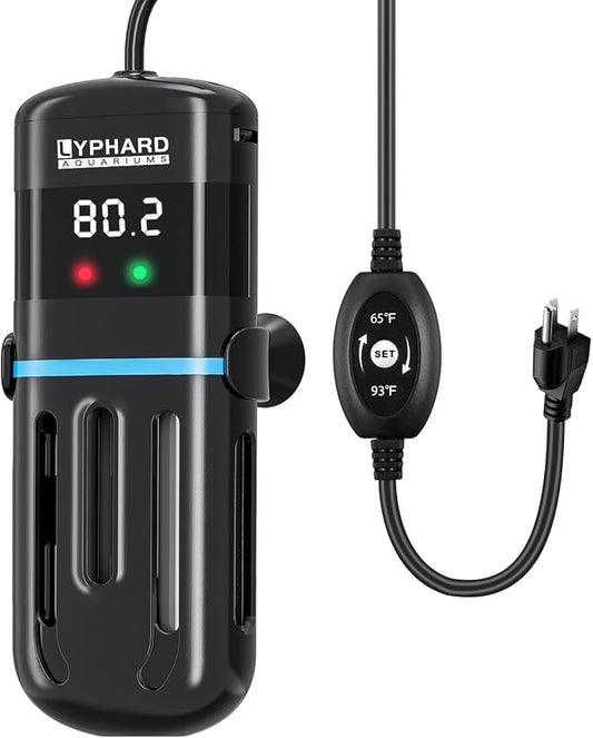 LYPHARD AQUARIUMS Electronic Aquarium Heater, 300W Small Fish Tank Heater, Adjustable Submersible Heater PID Temperature Control with LED Digital, Water Dry Automatic Shut Off for Fresh Seawater