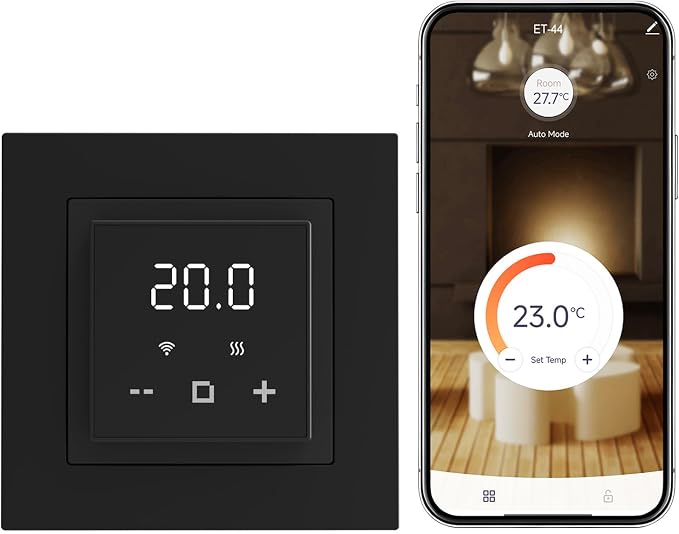 HEATIT Programmable Thermostat, WiFi Smart Thermostat for Electric Radiant Floor Heating with Touchscreen, 120V-240V Wide Voltage Range, Dual Sensing, Black