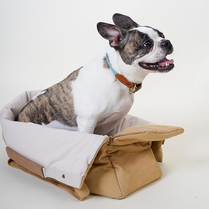 HOWLPOT Pet Carrier Bag Dog Puppy Portable Foldable Shoulder Cross Bag Travel Storage Pockets Made in Korea Clay Color (Small)