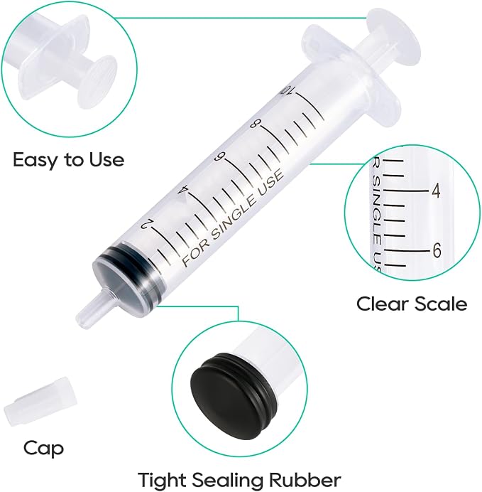JOLLY PARTY 100 Pack 10ml Syringes Plastic Small Measuring Syringe with Tip Cap, Oral Syringe for Scientific Labs, Feeding Pets, Measurement,Refilling, No Needle