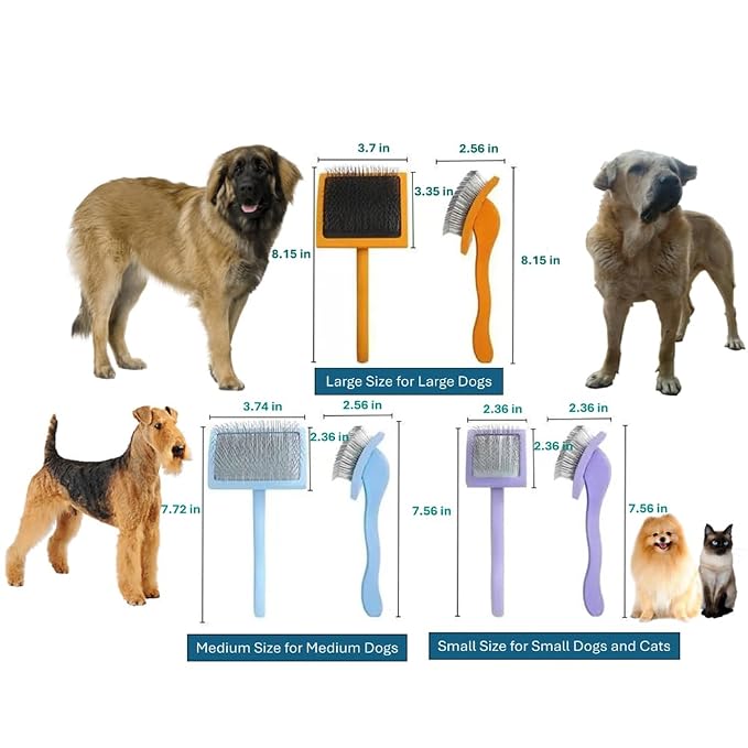 Slicker Brush Perfect For Dogs and Cats (Big and Medium Dogs, Goldendoodles, Labradoodles, Poodles and Cats) Curved Design for Thick, Fluffy, Detangled and Shedding Fur (Black, Small)