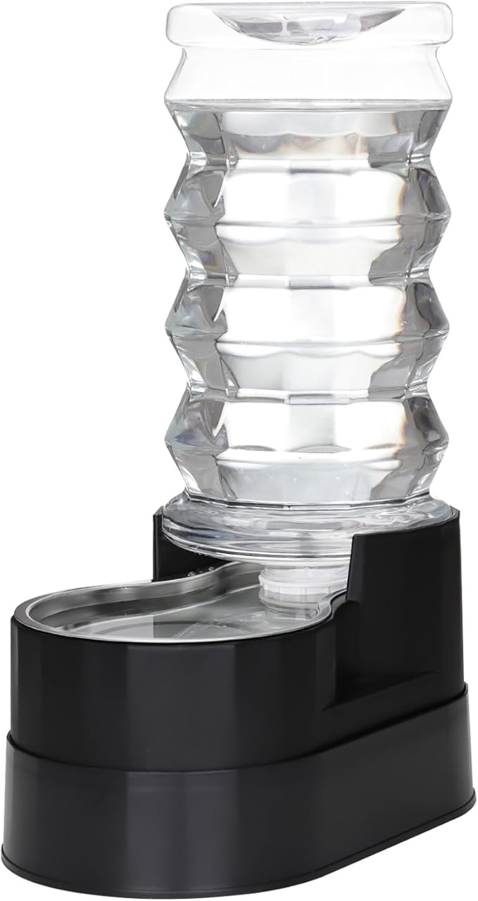 RIZZARI Stainless Steel Water Feeder: 8L Black Large Capacity & Automatic Gravity Dispenser - Elevated Anti-Spill Design for Senior Dogs with Spinal Issues - Living Room Garden Use