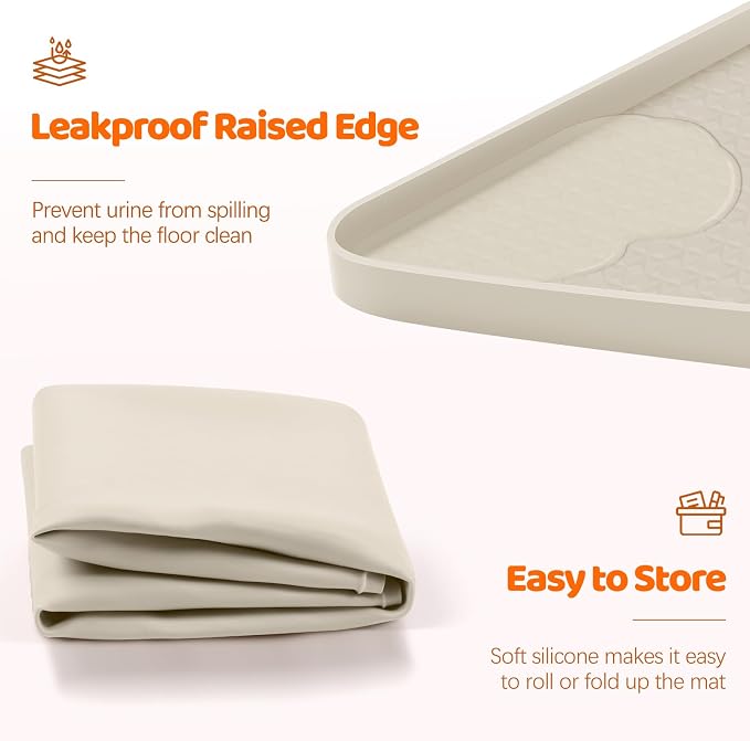 Pee Pads for Dogs, 51" x 25.6" Extra Large Reusable Dog Silicone Mat for Floor Protector, Washable Non-Slip Dog Training Pads for Potty Training (Beige)