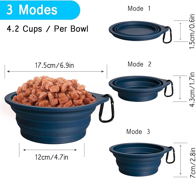 PetBonus Heavy Duty Tactical Dog Leash and 2-Pack Large Silicone Collapsible Dog Bowls