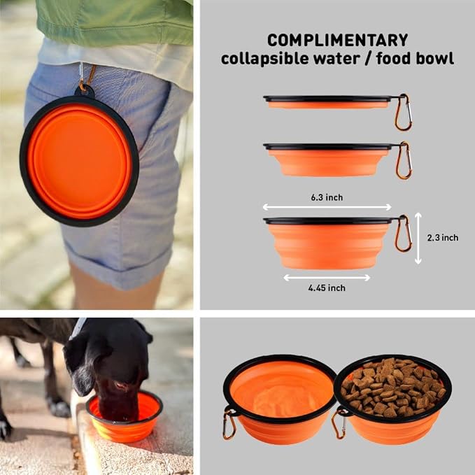 INSPECTOR TAIL Dog Travel Bundle | Licking Mat for Dogs with Treat Pouch, Silicone Spatula & Collapsible Bowl, Calming Training & Anxiety Relief Set