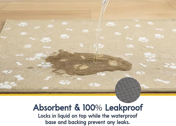 Muddy Mat® Washable Pee Pads for Dogs, Super Absorbent Reusable Puppy Pads–100% Waterproof Pee & Potty Training Pads for Pets, Non-Slip Dog Pads for Crates, Playpens and Floors - 2 Pack, Beige 18"x24"