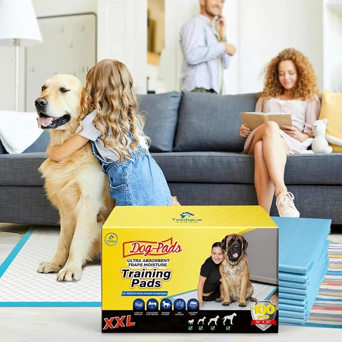 XXL Dog Training Pads – 30" x 36", 100 Count | Extra-Large Puppy Pee Pads, Super Absorbent, Leak-Proof, Odor Control Disposable Pet Pads for Housebreaking, Senior Dogs, Indoor Use