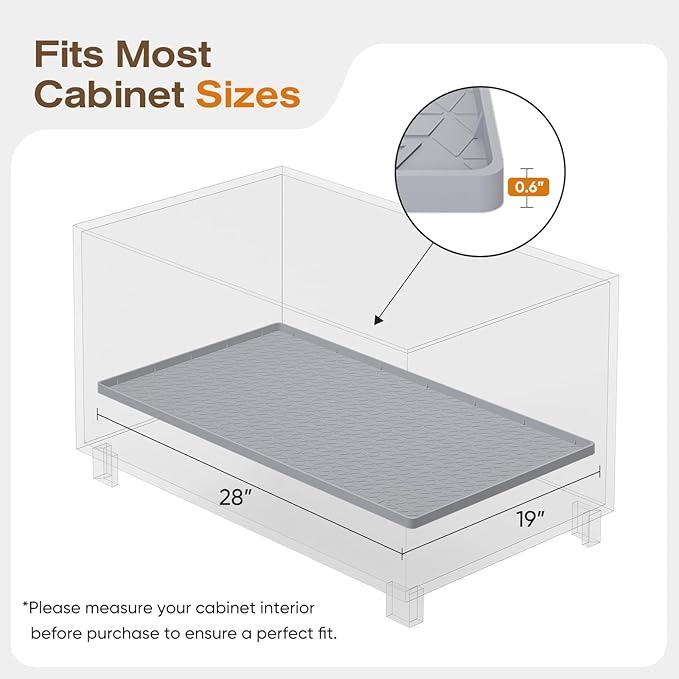 TRZZ Silicone Waterproof Under Sink Mat 28" x 19", Drip Tray and Cabinet Liner for Kitchen and Bathroom, Prevents Water Damage and Organizes Cabinets (Brown)