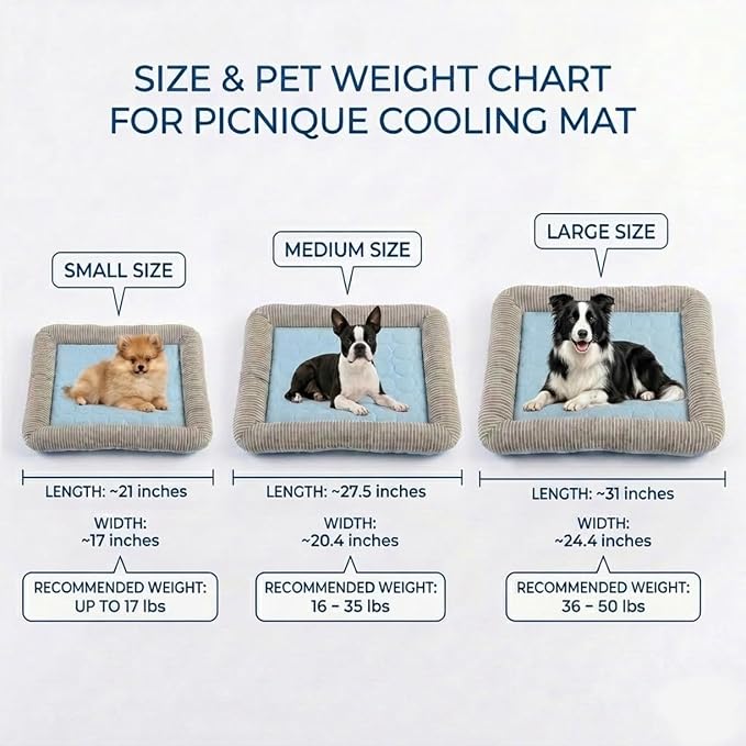Dog Cooling Mat for Summer, Self Cooling Ice Silk Pet Bed Mat for Crate, Sofa & Car Seats, Breathable Washable Pressure Activated Cool Pad for Small, Medium, Large Dogs and Cats (Blue Mat, Large)