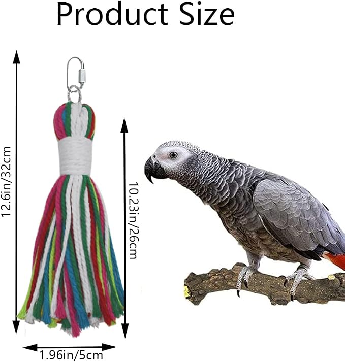 ASOCEA Bird Cage Seed Cather with Pet Bird Parrot Colorful Cotton Rope, Universal Adjustable Birdcage Cover Skirt Nylon Mesh Netting Parrot Parakeet Macaw African Round Square Cages Cover