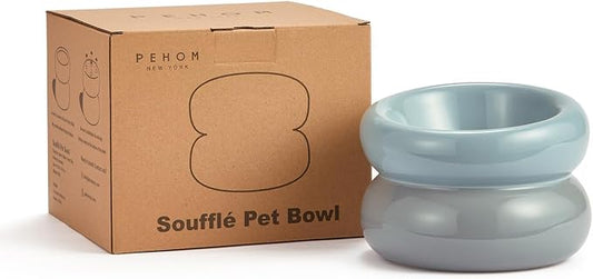 Elevated Cat Water Bowls Raised Small Ceramic Dog Bowl,Non-Slip Tilted Cat Food Bowl Whisker Friendly-Blue