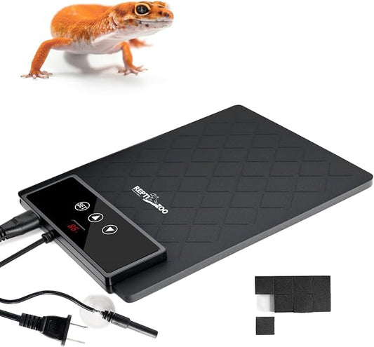 REPTI ZOO Reptile Heat Pad 6"x 8", 11W Reptile Heat mat with Adjustable Thermostat for Turtles, Hermit Crabs, Bearded Dragons, Leopard Geckos, Snakes, Lizards