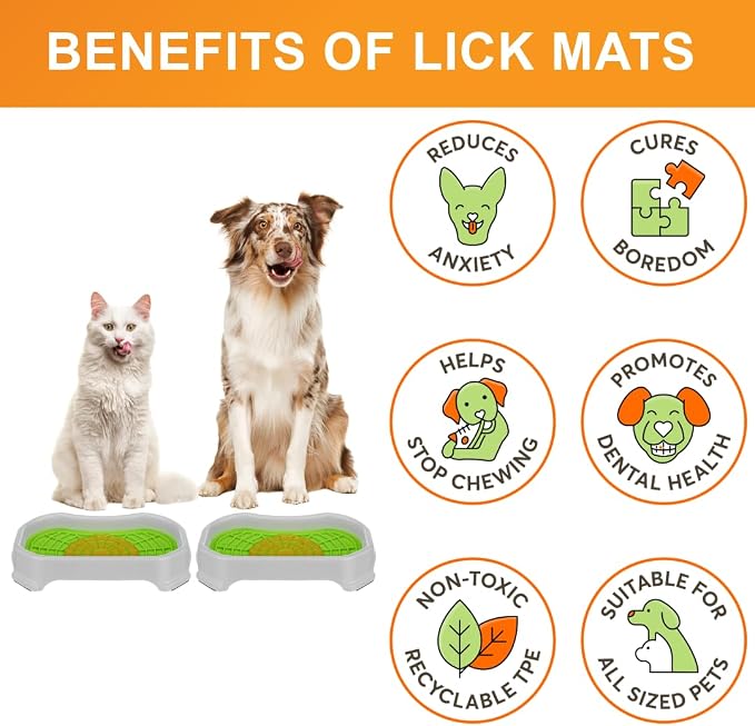 Neater Pets Neat-LIK Dog Lick Mat w/Mess-Proof Tray, Lick Mat for Dogs, Cats, Puppy, Reduces Anxiety & Boredom, Peanut Butter Slow Feeder, Interactive Treat Licking Pad (Green/Vanilla Bean)