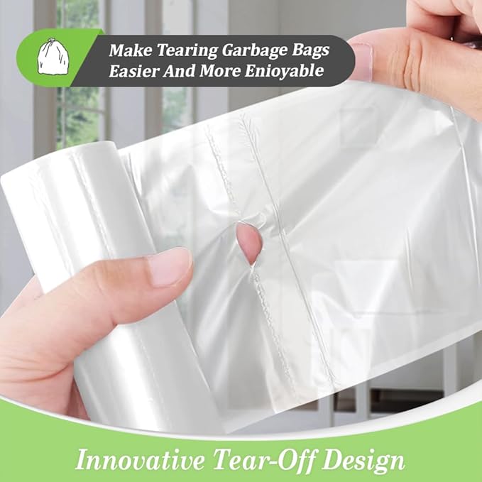 15-16 Gallon 60 Counts Large Tall Kitchen Trash Bags,Fit 13,15,16,18 Gal,Garbage Bags by Teivio, Bin Liners, Plastic Bags for home Office,Clear for Bathroom, Clear