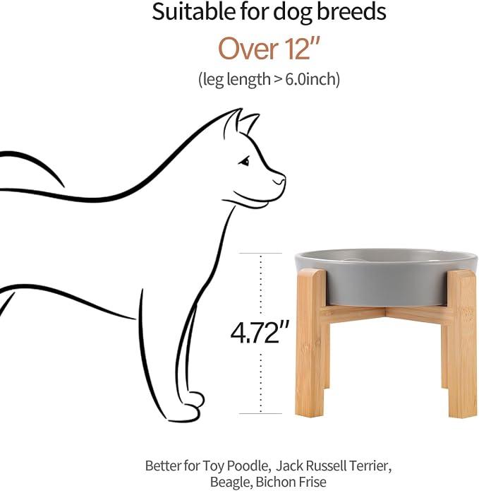Grey Ceramic Slow Feeder Dog Bowl for Small and Medium Breed,Elevated/Raised 6.1 in Slow Feeding Bowl,Puzzle Dog Food Bowl for Fast Eater,Maze Dish for Fast Eater