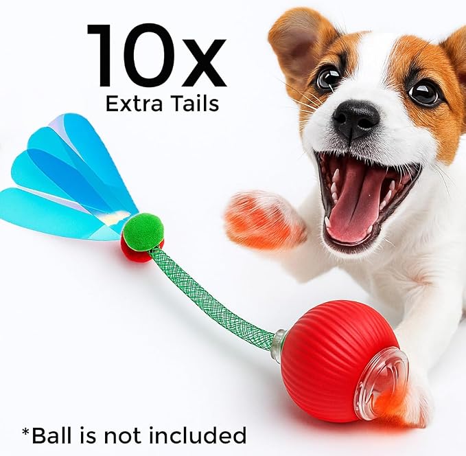 10x Tails – 10 Pieces of Extra Tail for Automatic and Interactive Cat Toy - (Ball Not Included)