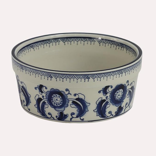 Handpainted Blue & White Porcelaine Large 45OZ Dog Bowls, Non Slip Heavy Ceramic Dog Pets Feeding Wet or Dry Food and Water Bowls Dish -7.5"
