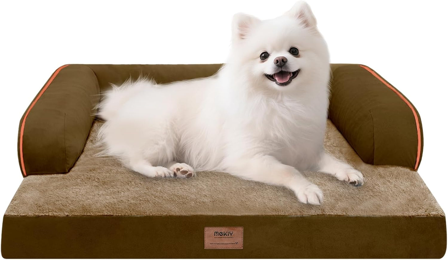 Small Dog Bed Orthopedic Washable Cat Bed Memory Foam Small Couch Sofa Indoor Comfy Pet Beds with Waterproof Removable Cover & Non-Slip Bottom
