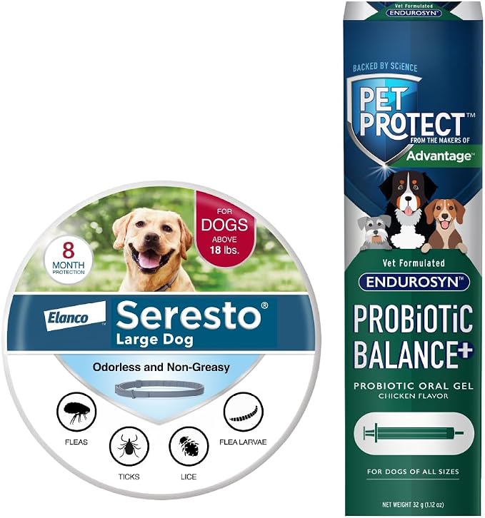 Bundle of Seresto Large Dog Collar for Dogs Over 18 lbs. + Pet Protect Probiotic Dog Supplement Oral Gel 32g