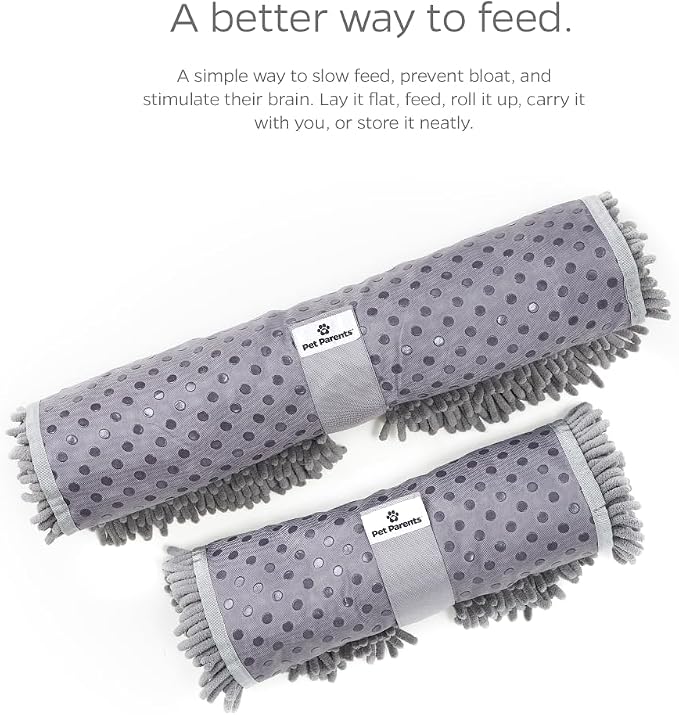 Pet Parents Forager Slow Feeder CAT and Dog Snuffle MAT and Feeding MAT, Forest Grey, Large