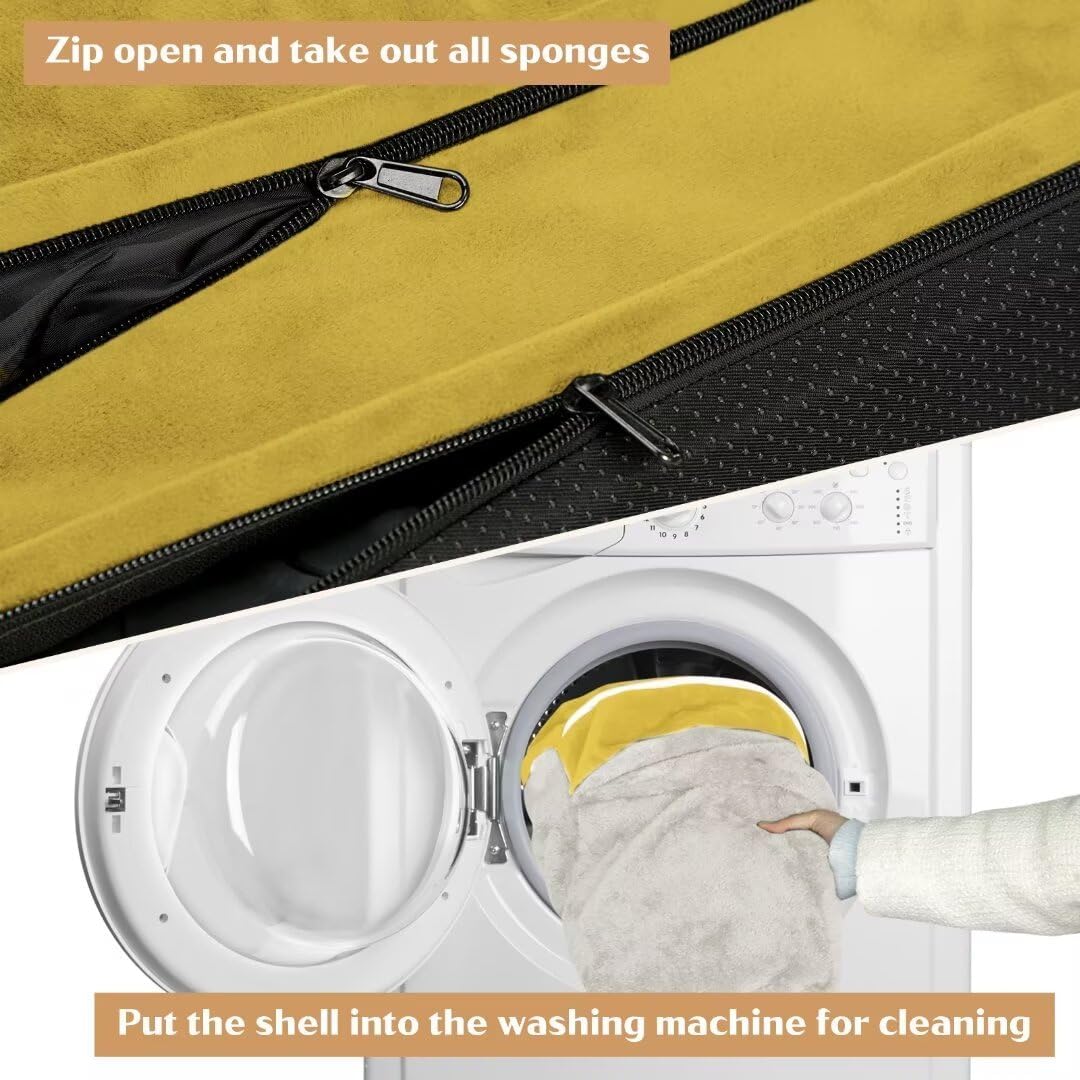 Comfort Expression Orthopedic Dog Beds, Jumbo Dog Bed for Extra Large Dogs, Waterproof Dogs Beds, PV Washable Pet Sofa Couch with Removable Cover & Non-Slip Bottom(Jumbo,Spicy Mustard)