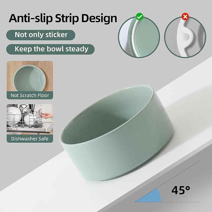 Havniva 6.1inch Ceramic Dog Bowls Double Dog Food Bowl for Small and Medium Breed Dog Food and Water Bowl Set Non-Slip Dog Dish Large Capacity Feeding Pet Water Bowl