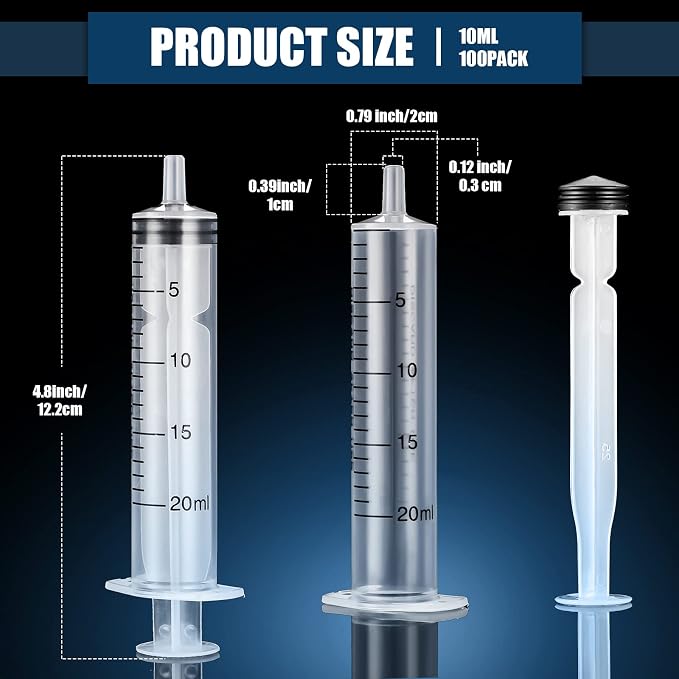 Zhengmy 100 Pack Bulk Plastic Syringe with Luer Slip Tip, Individually Sterile Sealed, Liquid Oral Syringe with Measure Scale No Needle for Pets Feeding(20 ml)