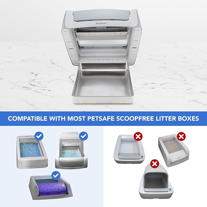 Stainless Steel Reusable Litter Tray Compatible with Petsafe Scoop-Free Self-Cleaning Cat Litter Boxes - Never Absorbs Odor, Stains, or Rusts (Stainless Steel Litter Tray) (Extra Deep)