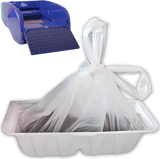 EcoLeo, Compatible with LitterMaid & Nature's Miracle Waste Receptacles, 60 Refill Bags with Handles, Cornstarch, Use in Self-Cleaning Litter Box Waste Trays