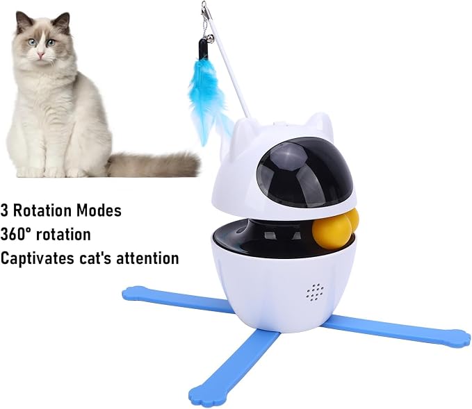 Dioche Interactive Cat Toy Smart Automatic Cat Exercise Toy with 3 Rotation Modes for Multi Homes Durable ABS Material