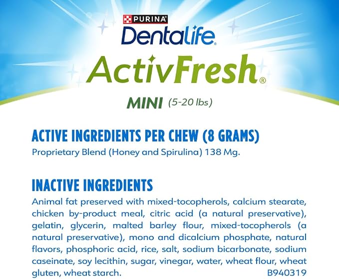 Dentalife ActivFresh Dog_Chews for Mini and Small Dogs 5-20 lbs., Dental-Chews to Freshen Breath, Chicken Flavor, 16.9 oz., 56 Chews - 56 ct. Pouch (Pack of 2)