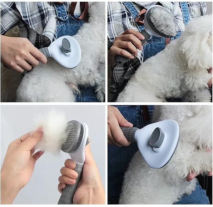 Self Cleaning Slicker Brush, Pet Grooming Shedding Brush for Dogs and Cats - Easy to Remove Loose Undercoat, Pet Massaging Tool Suitable for Pets with Long or Short Hair