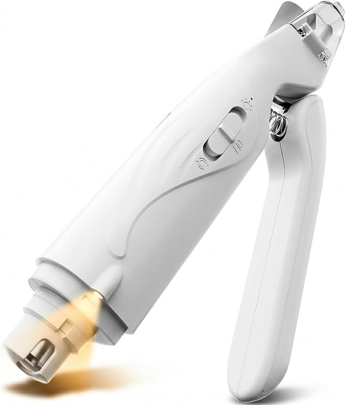 2-in-1 Dog Nail Clippers with Lights 2 LED & Dog Nail Grinder Quiet, Dog Nail Trimmers, USB Rechargeable and Splash Guard, Pet Nail Grinder for Small, Medium, and Large Dogs & Cats