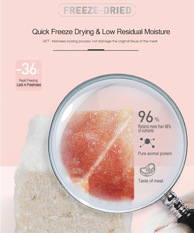Freeze Dried Chicken Cat & Dog Treats - 8OZ - High Protein, Bite-Sized Training Treats Snacks for Cats and Dogs