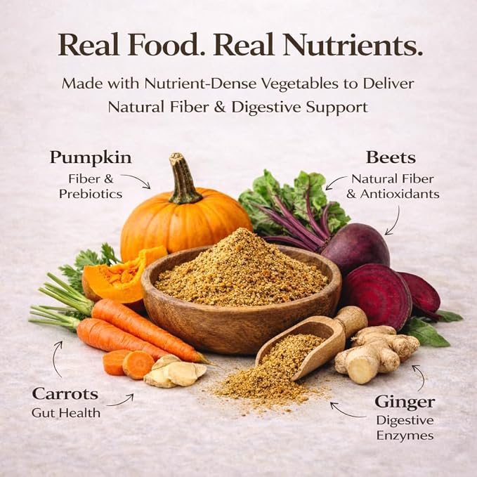 Natural Dog Company Harvest Vegetable Granules Dog Food Topper – Pumpkin Digestive Support Granules for Dogs, Fiber-Rich Superfood Blend for Gut Health, Holistic Care & Prebiotic Fiber, 8oz Bag