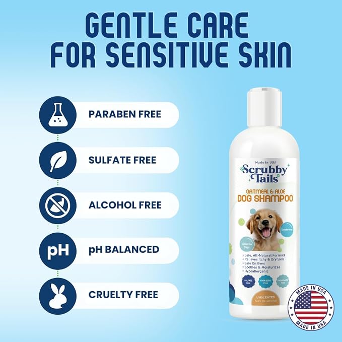 Organic Dog Shampoo - Puppy Oatmeal Shampoo for Itchy Skin Relief - Hypoallergenic for Sensitive Skin, for Groomers & Professionals, Made in USA, 1 Gallon (Unscented)