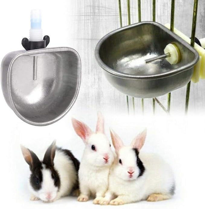 Water Drinker Bowl, Leak Stainless Steel Drinking Feeder for Cages Farm Use 7 to 10mm Hose Connection Clamp Mount One Piece Tee 10 Sets