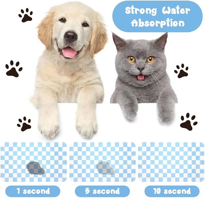 Dog Food Mats for Floors Waterproof, Pet Water Bowl Mats Pet Feeding Absorbent Placemats Plaid 16 * 24 inch