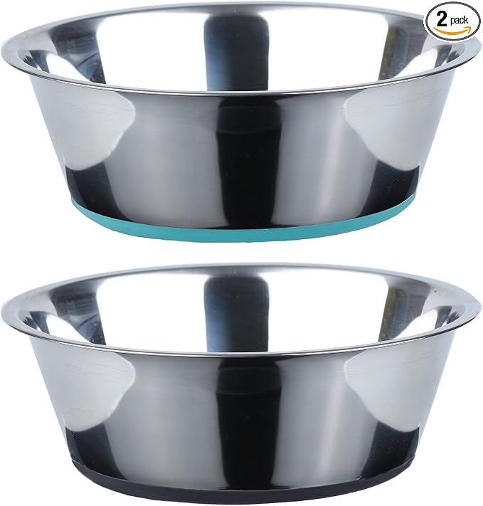 PEGGY11 Deep Stainless Steel Anti-Slip Dog Bowls - 2-Pack, 2 Cups