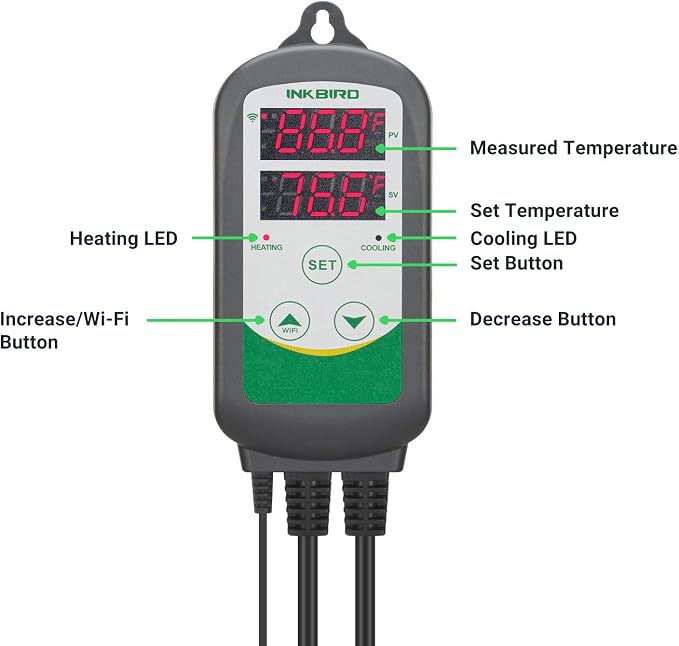Inkbird WiFi ITC-308 Digital Temperature Controller Aquarium Thermostat for Aquarium Heater and Cooler, with Waterproof Sensor.