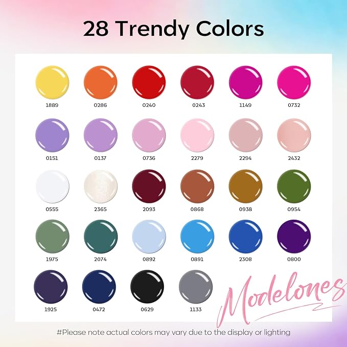 modelones 32 PCS Gel Nail Polish Set, 28 Colors Summer Gel Polish with No Wipe Base Coat, Glitter & Glossy & Matte Top Coat Red Nude Purple Green Soak Off LED Nail Art Kit Salon at Home