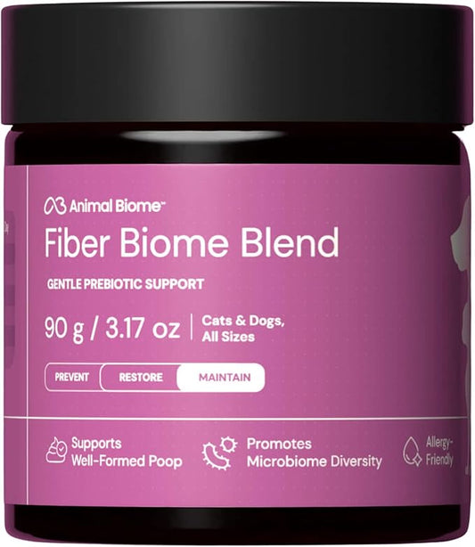 Animal Biome Complete Fiber Blend Gentle Prebiotic Powder for Cats and Dogs 90g (90 Scoops), Supplement for Sensitive Stomachs, Digestive Support & Stool Quality, Fiber for Dogs & Cats, Food Topper