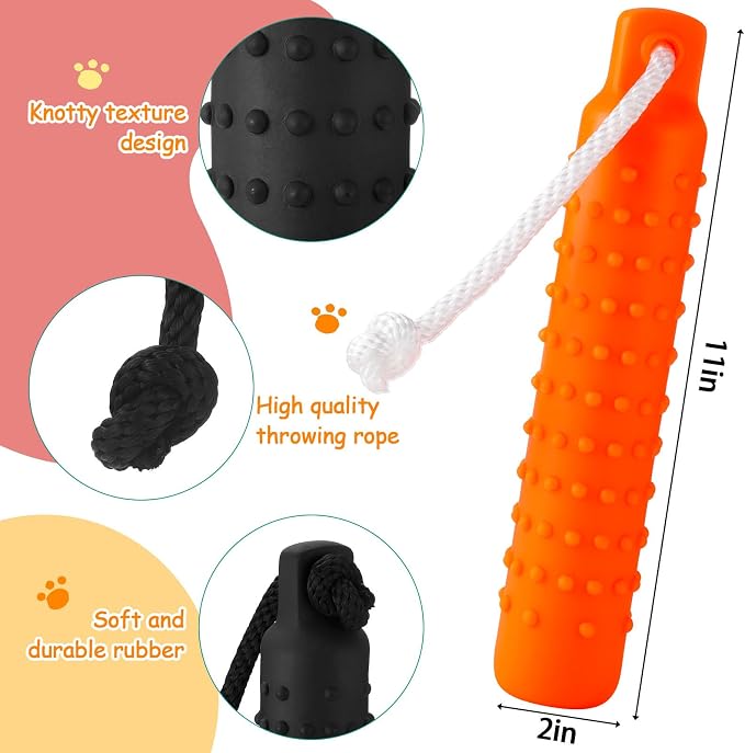 Blueweenly 6 Pcs Dog Bumper Toy for Water Retrieving Plastic Puppy Training Dummy Dog Float Toy Lightweight for Float on The Water Pool Outdoor Training Hunting Fetching (Orange)